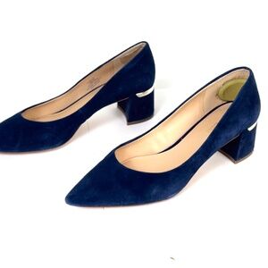 Navy Micro Suede Pumps - Size 10 - Lightly Worn Excellent Cond - Essex Lane Blue
